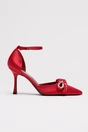 Pantofi eleganti rosii din material satinat cu funda si strasuri, 2, dyfashion.ro