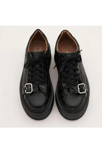 Pantofi Ema negri cu platforma si catarama la varf