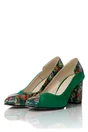 Pantofi Mara verzi cu imprimeu floral