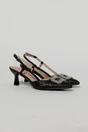 Pantofi negri cu finisaj impletit si accesoriu cu pietre stralucitoare, 1, dyfashion.ro