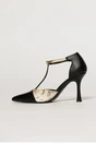 Pantofi negri cu insertie imprimeu snake si bareta aurie, 3, dyfashion.ro