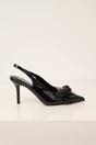Pantofi negri din piele ecologica cu floare mai pe varf, 2, dyfashion.ro