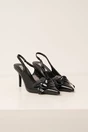 Pantofi negri din piele ecologica cu floare mai pe varf, 1, dyfashion.ro