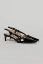 Pantofi negri eleganti cu finisaj lucios si fundita laterala, 1, dyfashion.ro