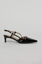 Pantofi negri eleganti cu finisaj lucios si fundita laterala, 2, dyfashion.ro