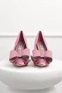 Pantofi roz din material satinat cu funda maxi pe varf, 2, dyfashion.ro