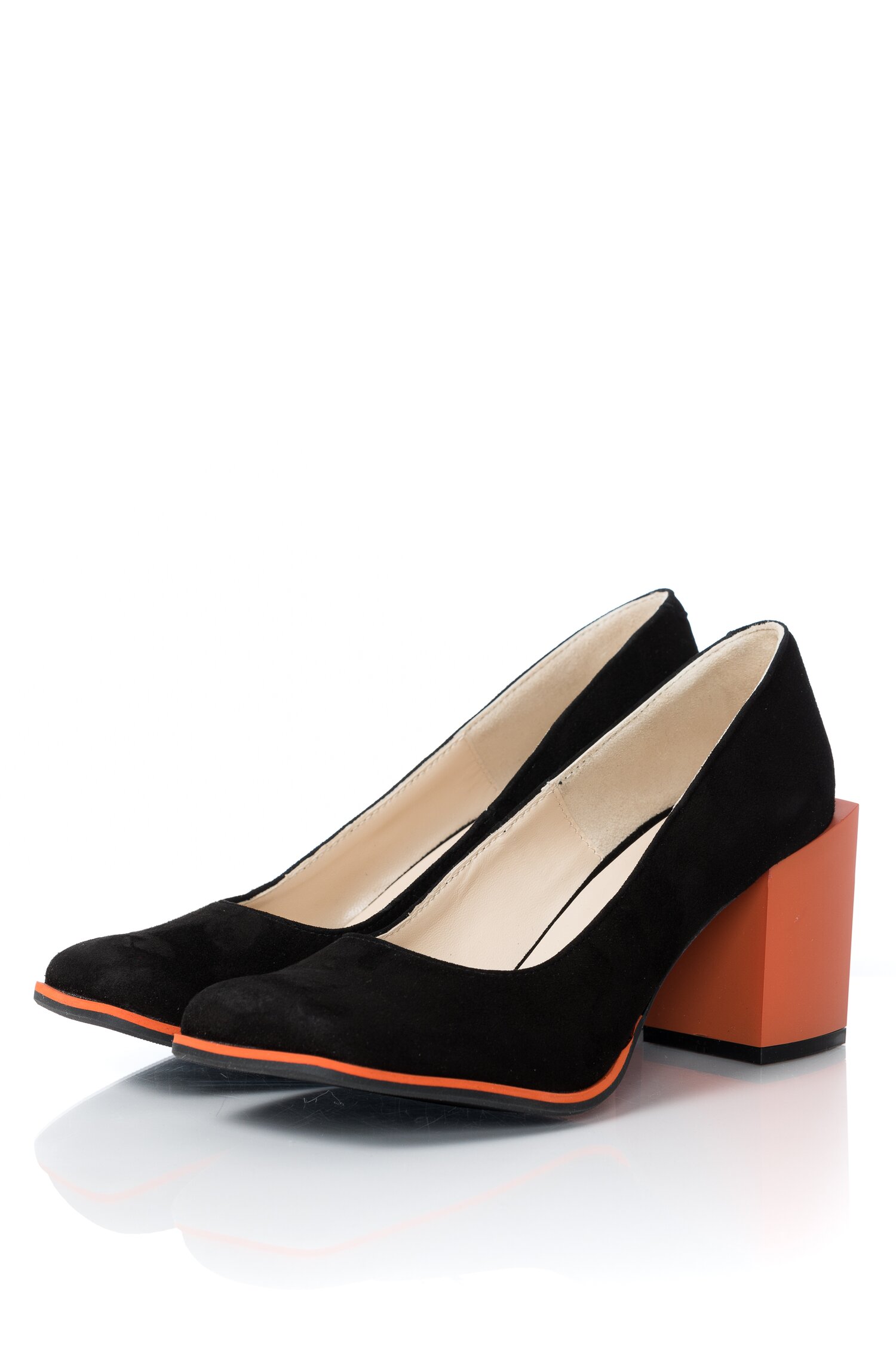 Pantofi Tania negri cu toc portocaliu dyfashion.ro