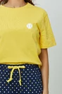 Pijama Andrada cu pantaloni lungi bleumarin si tricou galben