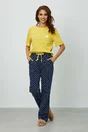 Pijama Andrada cu pantaloni lungi bleumarin si tricou galben