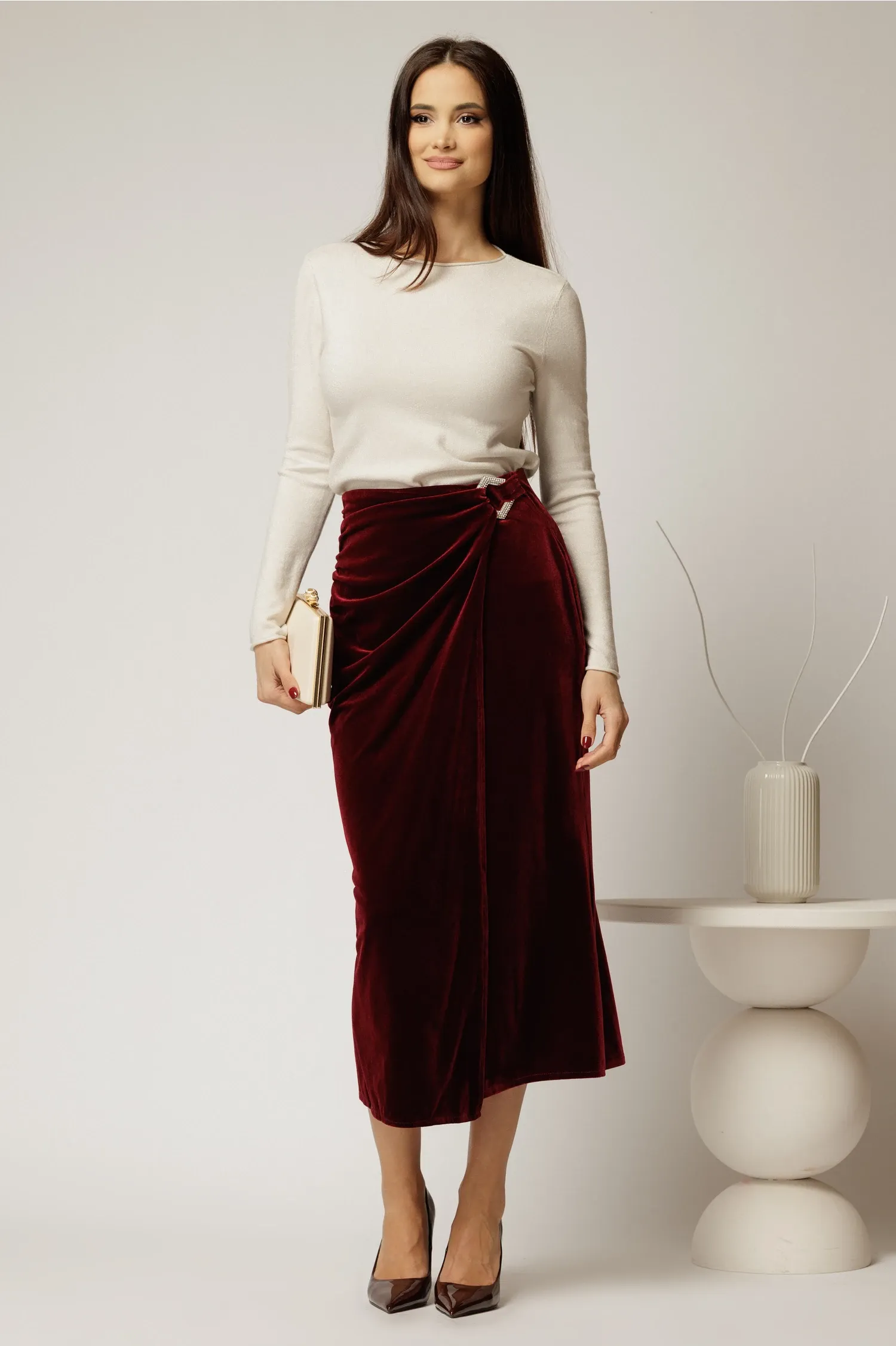Bluza ivoar din tricot cu fir lurex si decolteu rotund 3