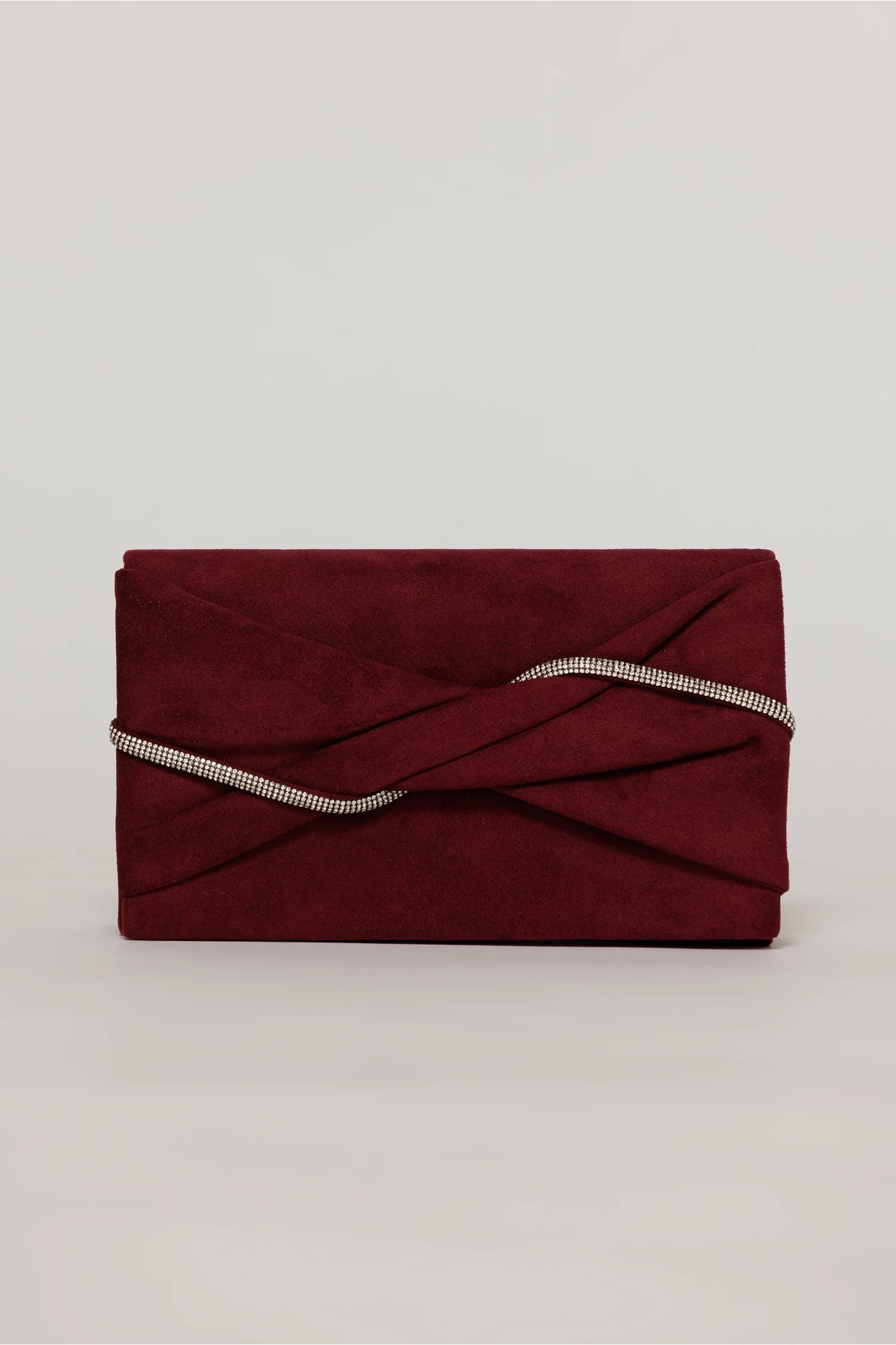 Clutch burgundy elegant cu clapeta design impletit si detalii stralucitoare