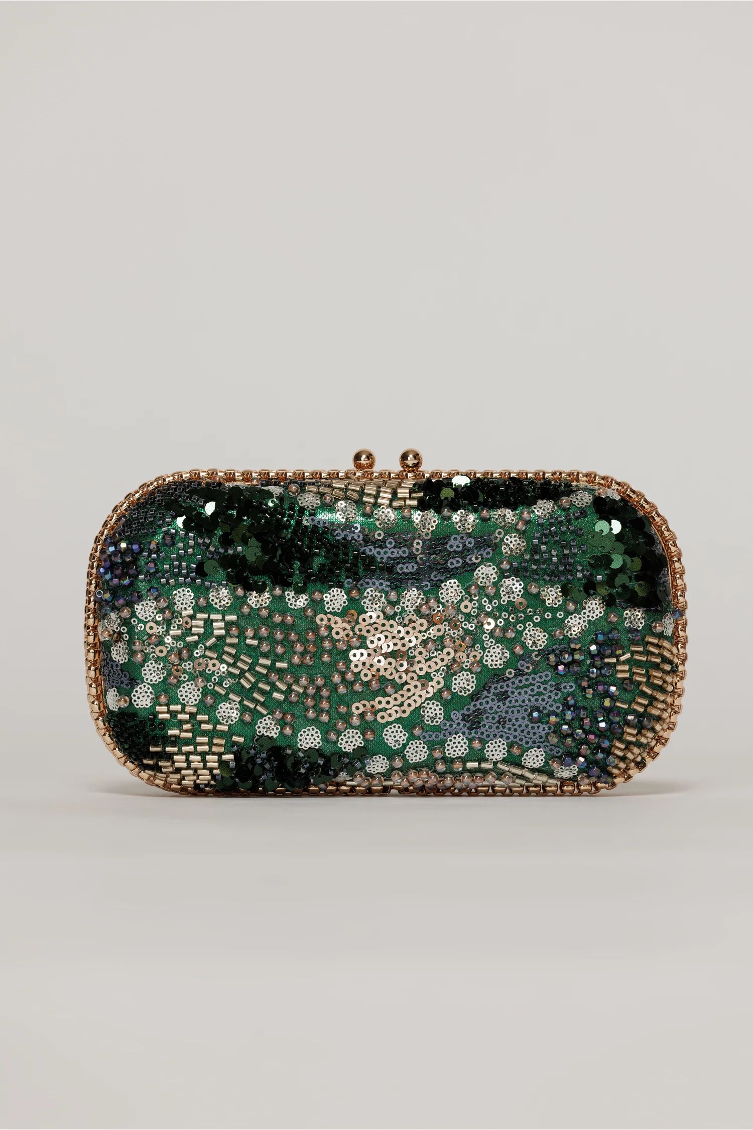 Clutch de ocazie verde cu margele si paiete