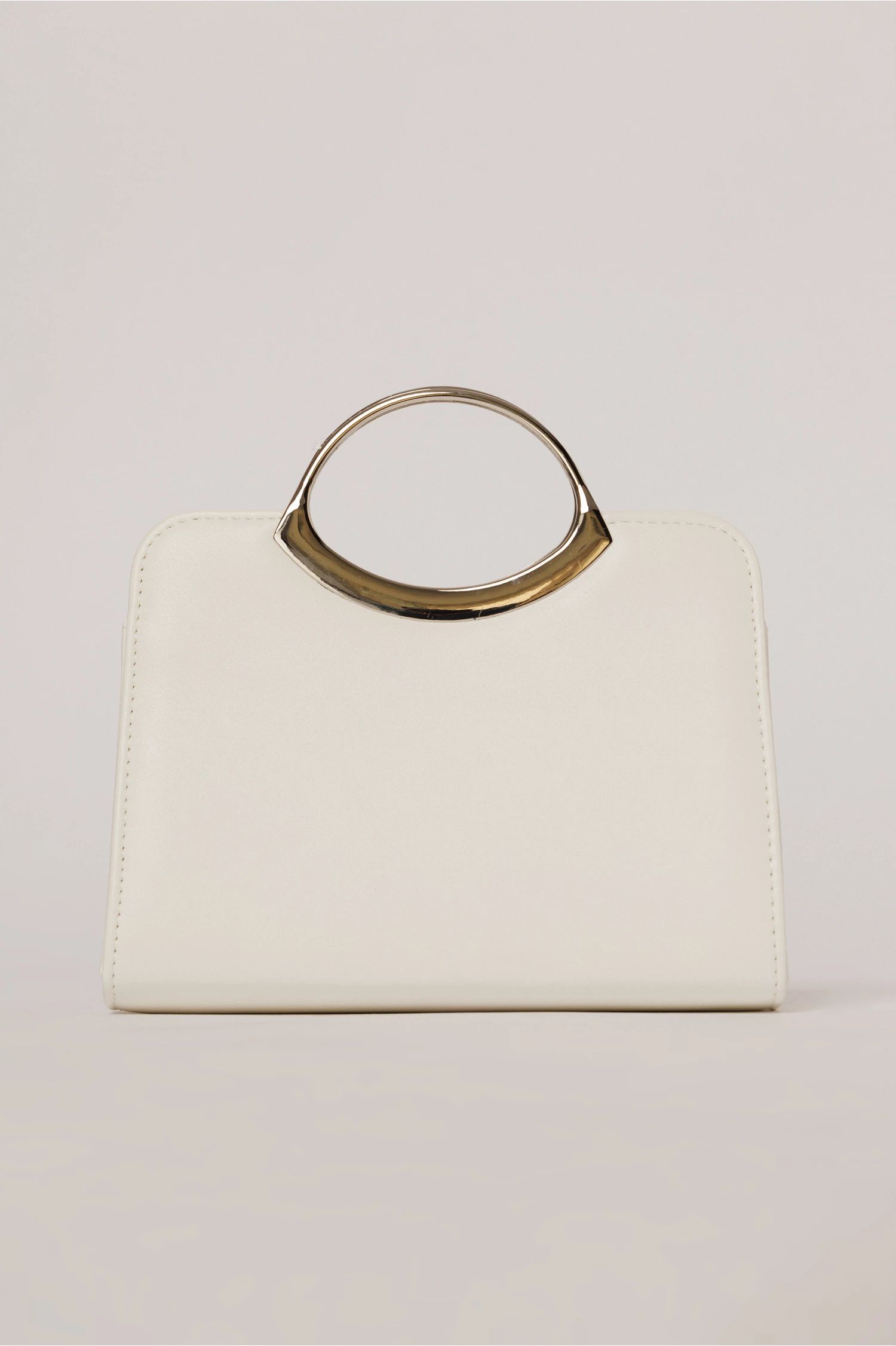 Clutch elegant alb din piele ecologica cu design modern