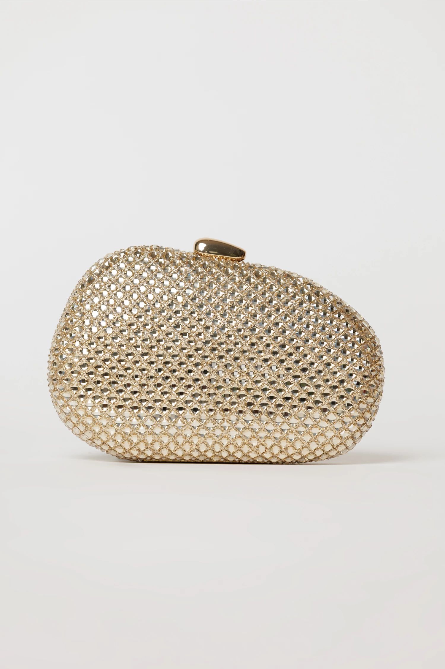 Clutch elegant auriu cu cristale stralucitoare