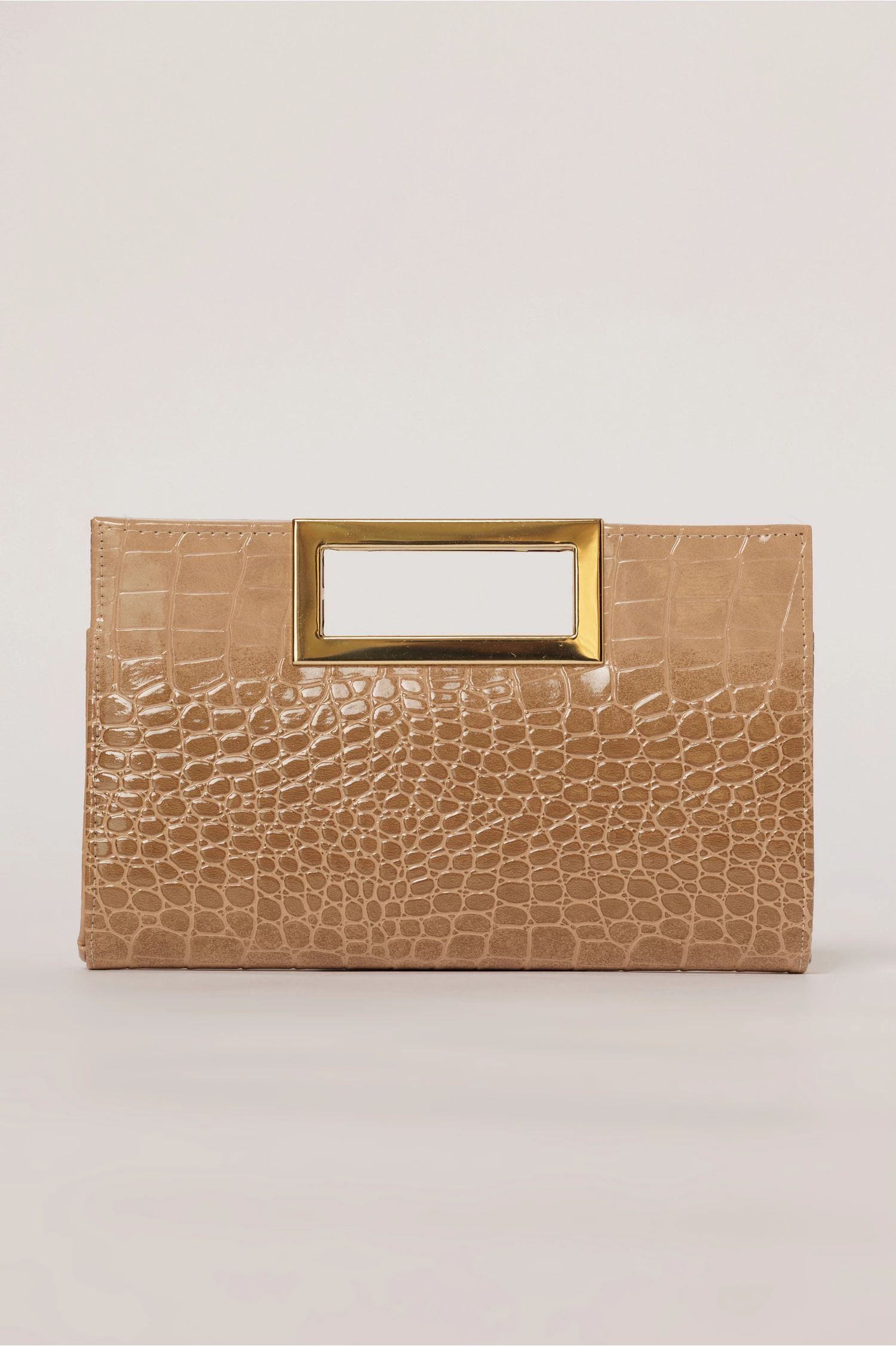 Clutch elegant bej cu design modern crocodil