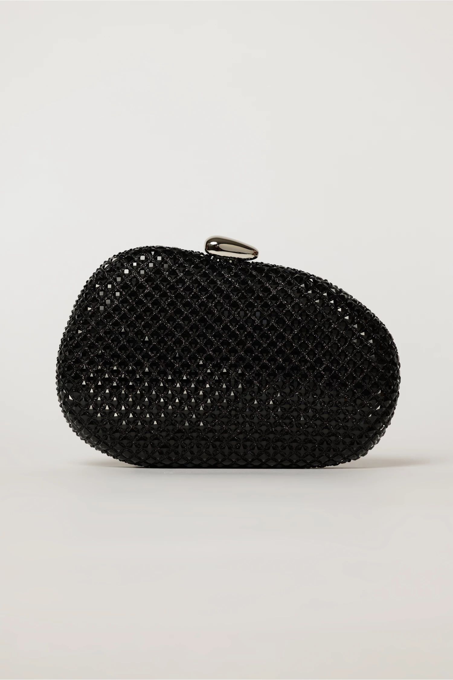 Clutch elegant negru cu cristale stralucitoare