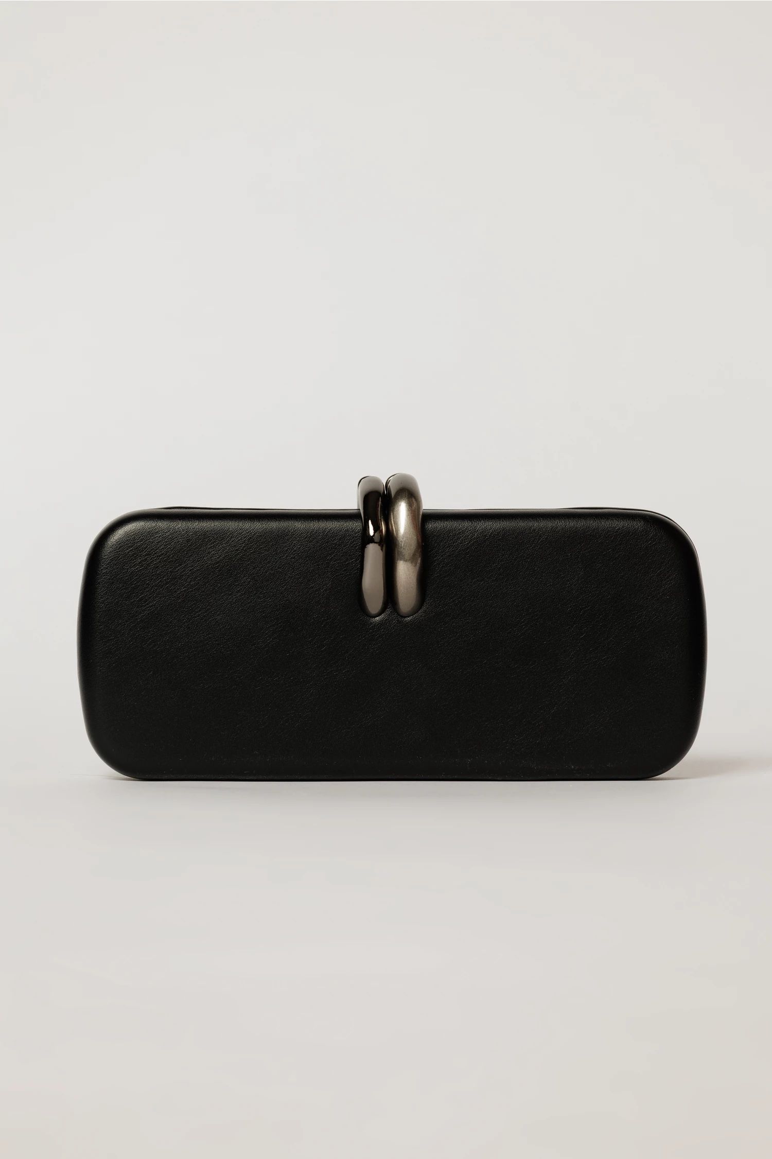 Clutch elegant negru cu inchidere metalica dubla