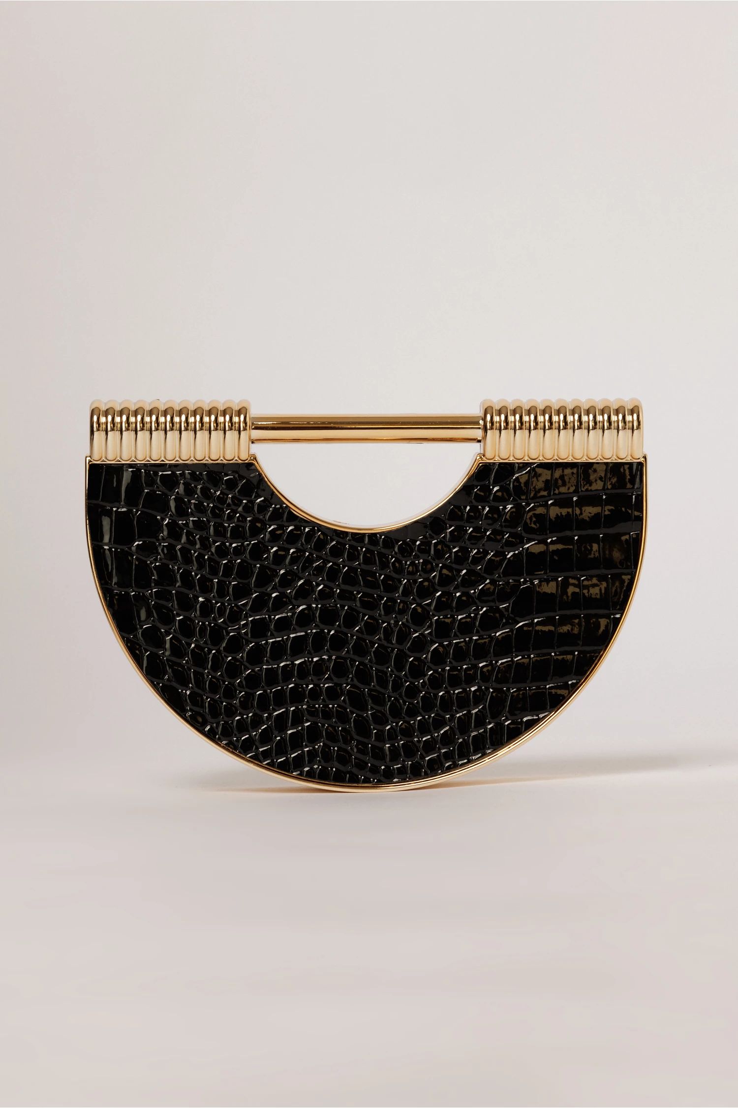 Clutch negru cu design deosebit si aspect de piele de crocodil