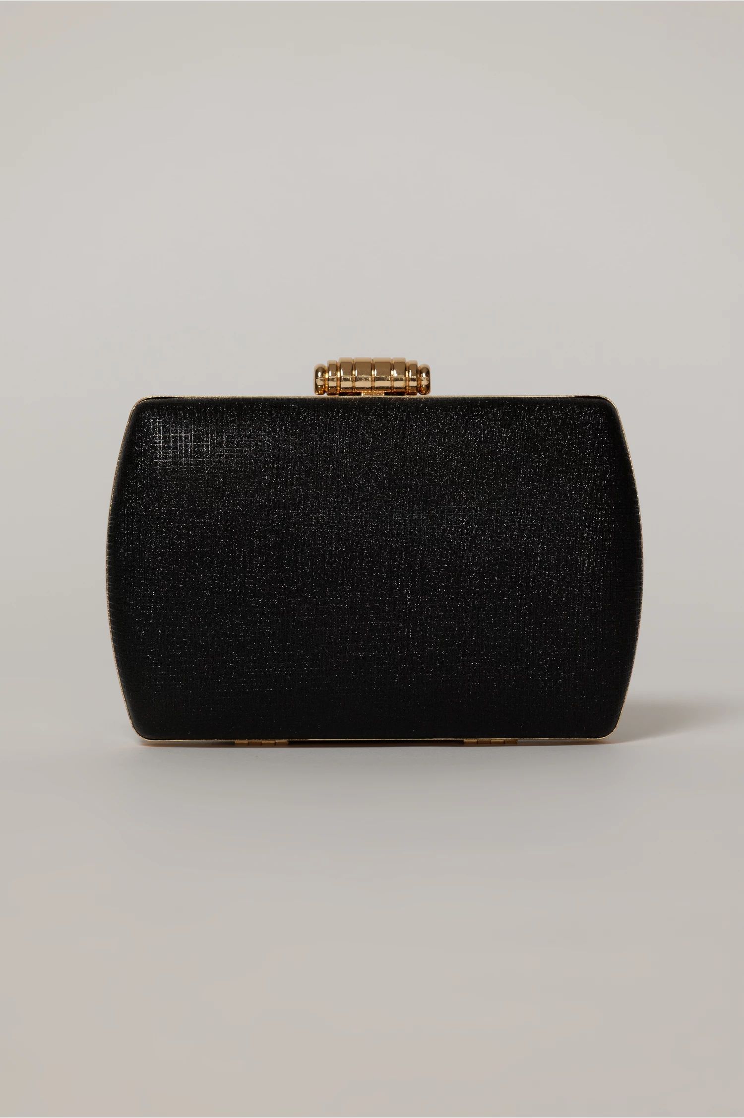 Clutch negru din material textil stralucitor