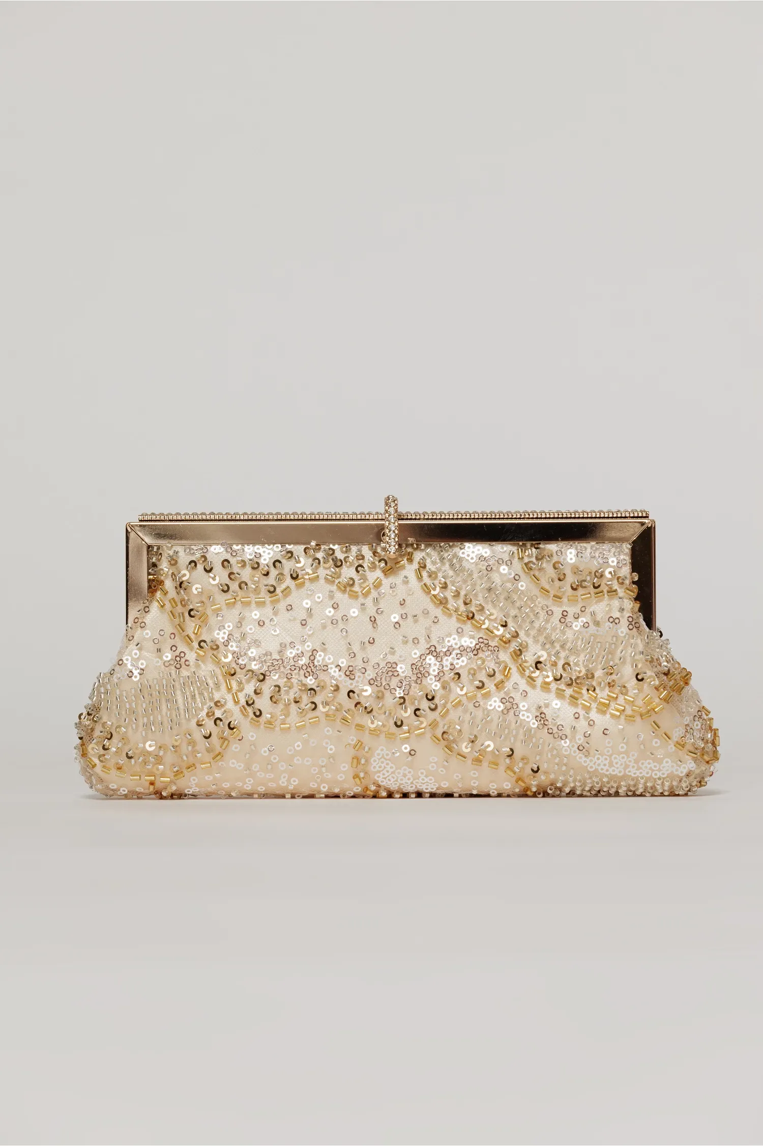 Clutch plic auriu cu paiete si margele 1