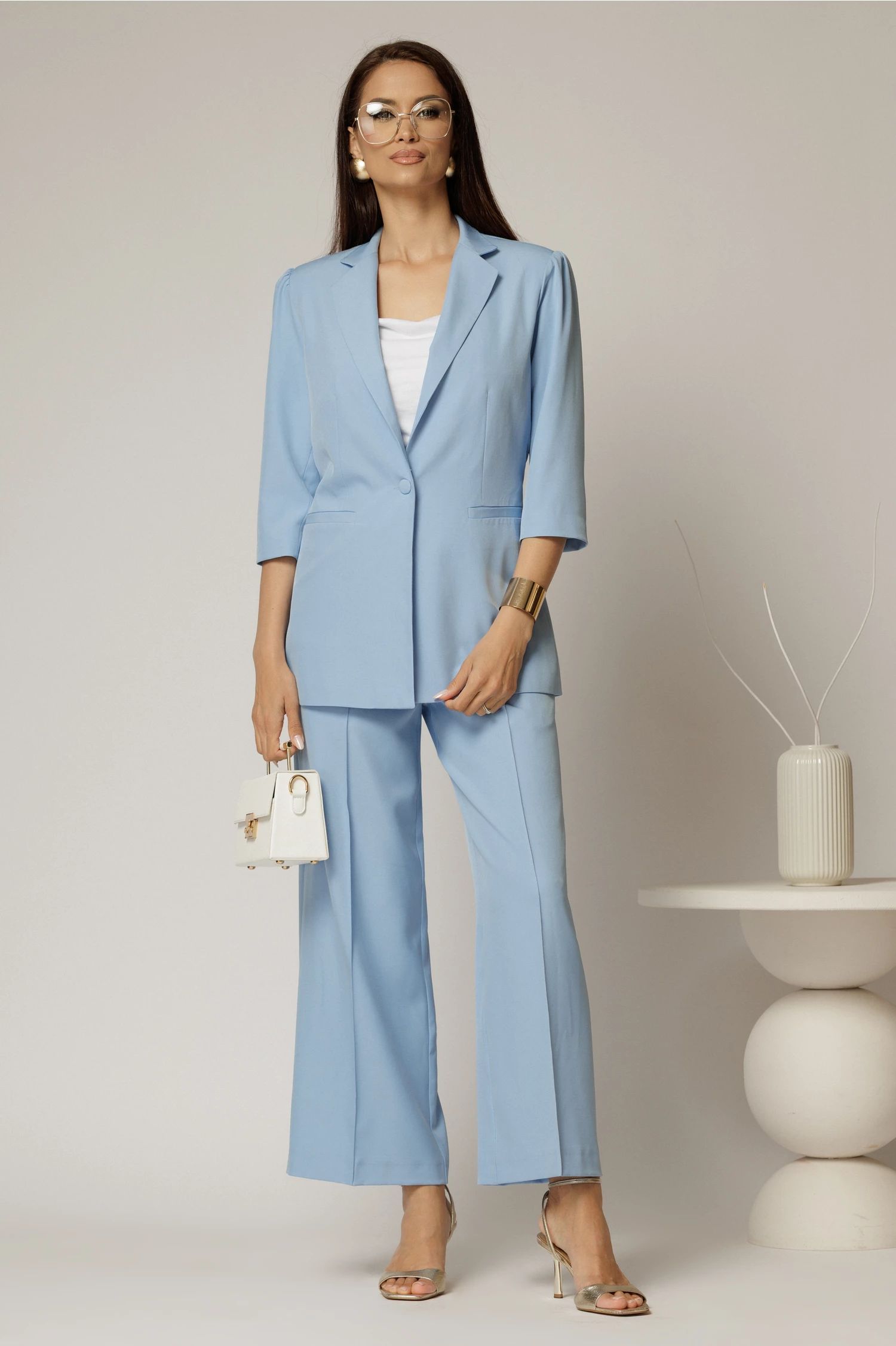 Compleu DY Fashion bleu din sacou si pantalon