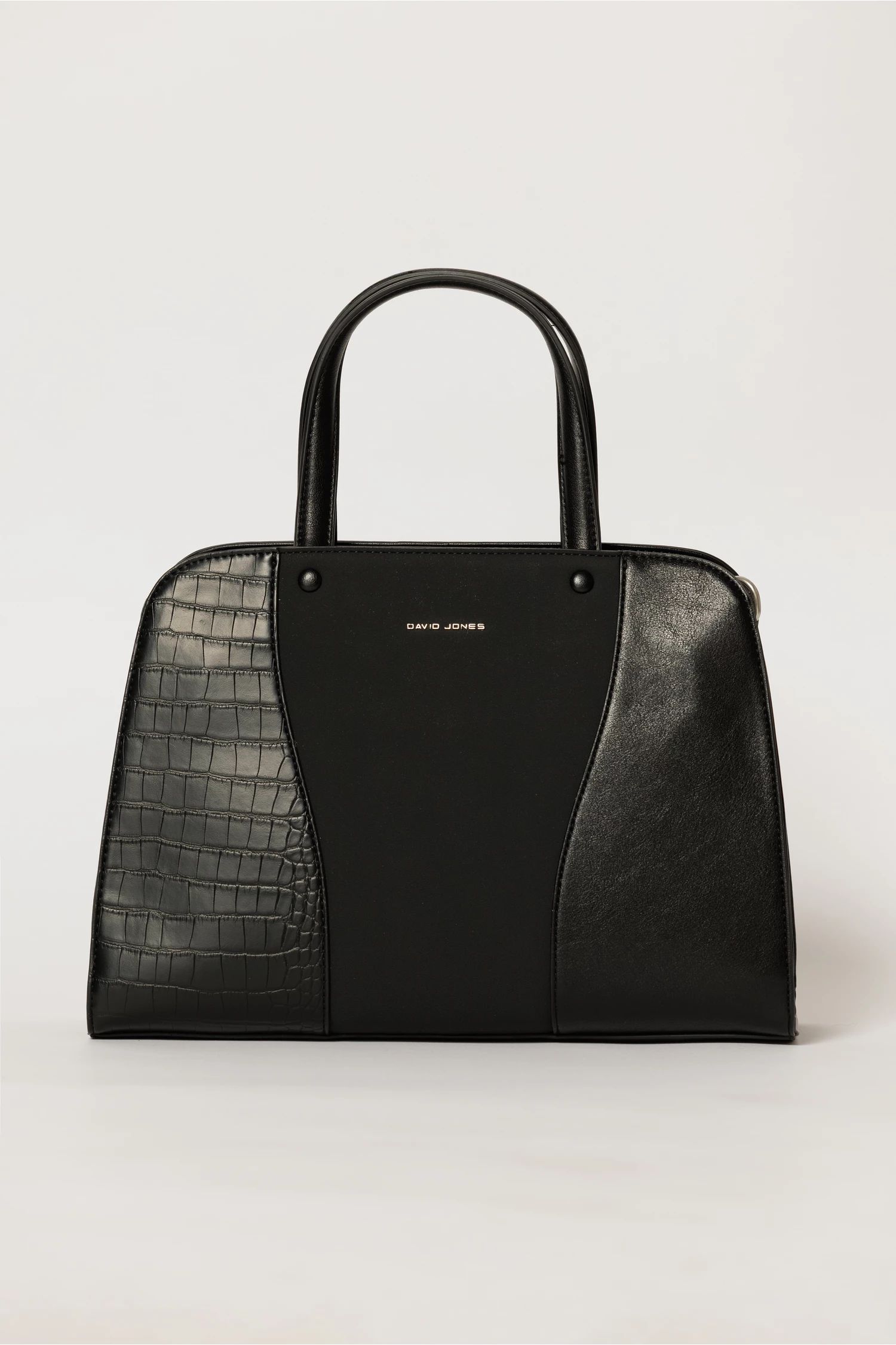 Geanta neagra office cu maner dublu si design snake