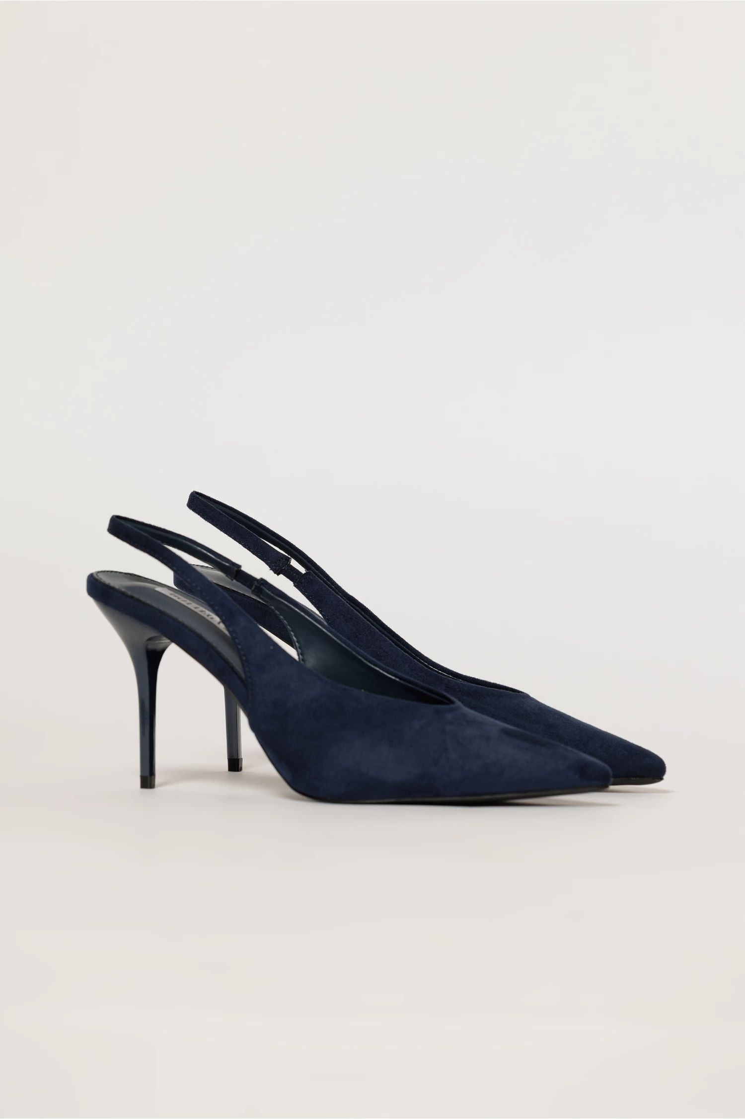 Pantofi bleumarin eleganti din piele intoarsa ecologica si toc stiletto
