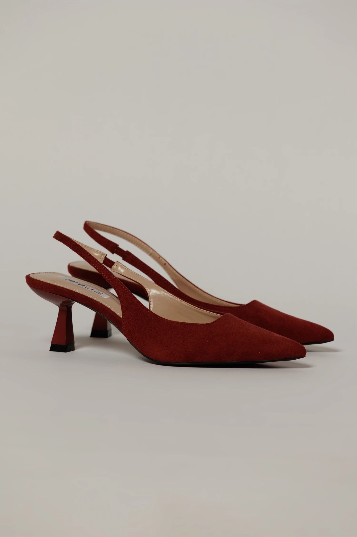 Pantofi bordo eleganti din piele intoarsa ecologica