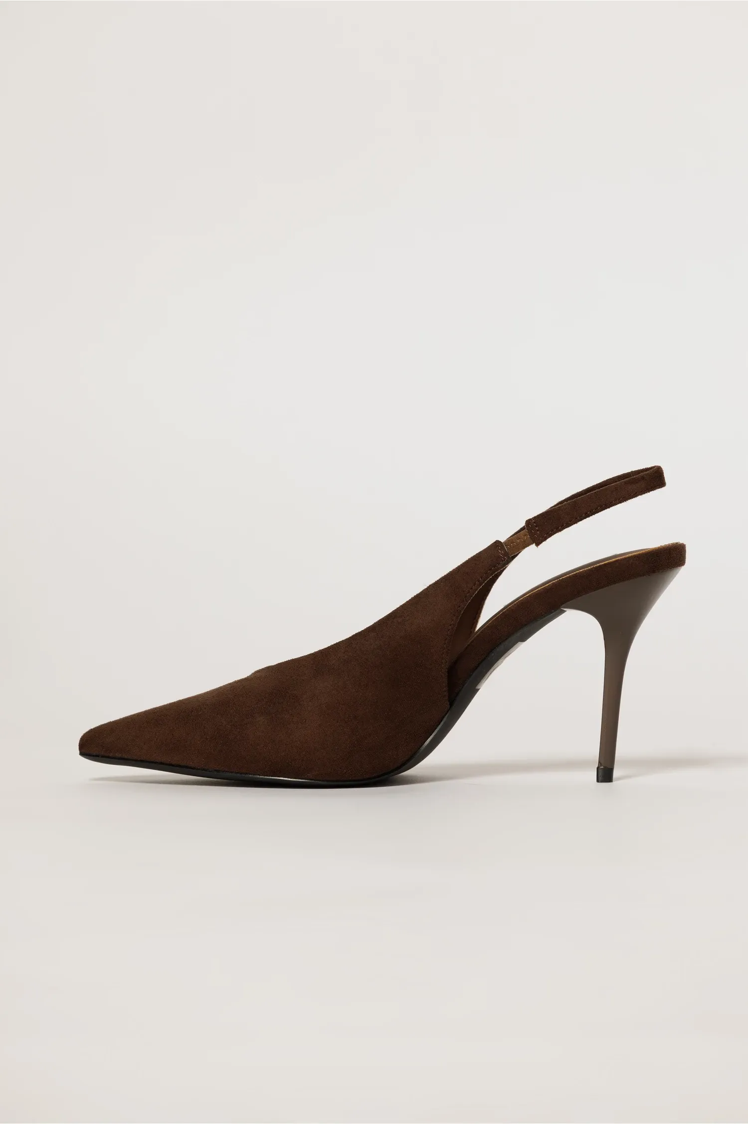 Pantofi maro eleganti din piele intoarsa ecologica si toc stiletto 2