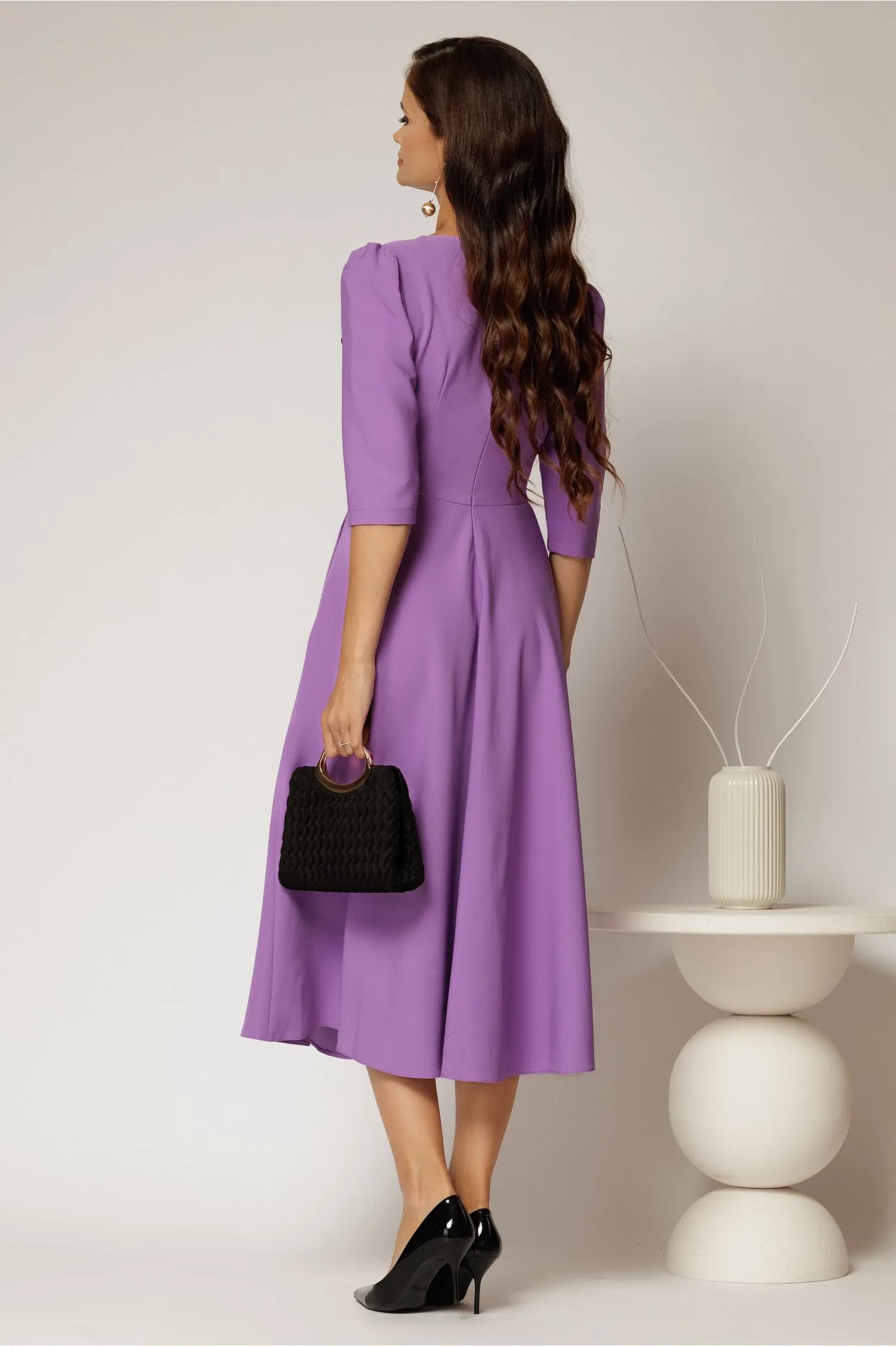 Rochie DY Fashion lila clos cu lantisor si esarfa 2