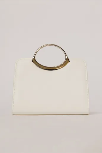 Clutch elegant alb din piele ecologica cu design modern