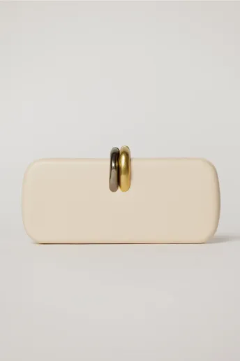 Clutch elegant ivoar cu inchidere metalica dubla