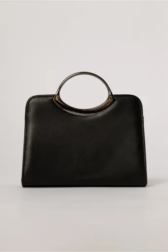 Clutch elegant negru din piele ecologica cu design modern