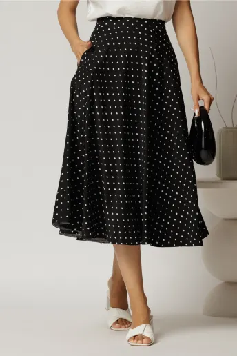 Fusta midi neagra clos cu buline