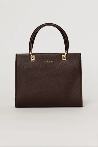 Geanta burgundy office patrata din piele ecologica cu maner dublu