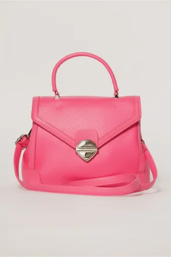 Geanta fucsia design structurat si inchidere metalica
