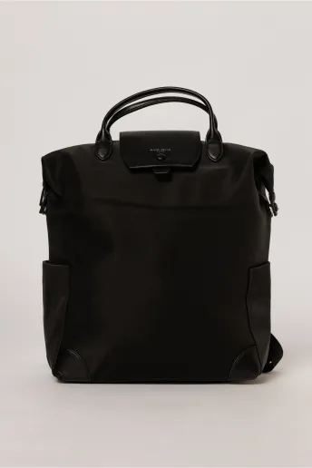 Geanta maxi neagra tip rucsac cu buzunare laterale