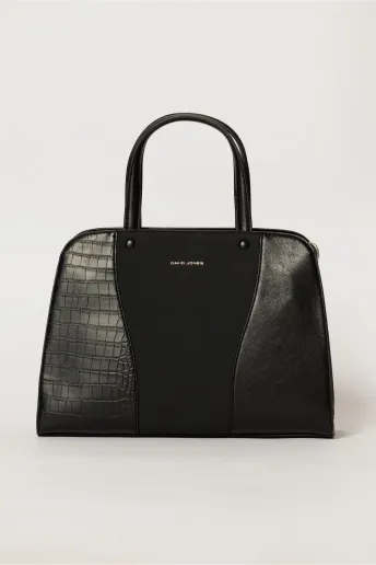 Geanta neagra office cu maner dublu si design snake