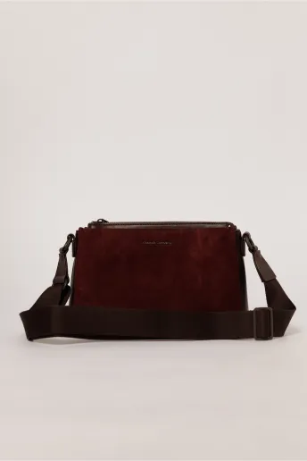 Geanta smart casual bordo cu finisaj neted si catifelat