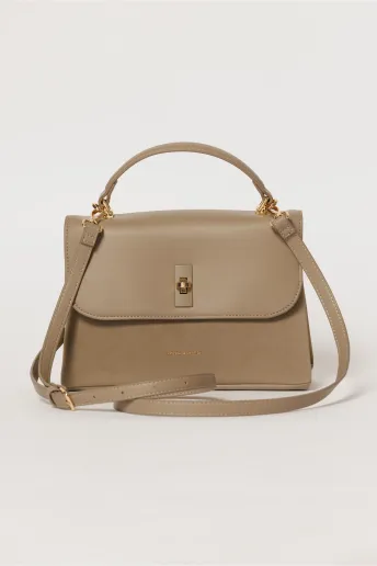 Geanta taupe cu design modern in doua nuante