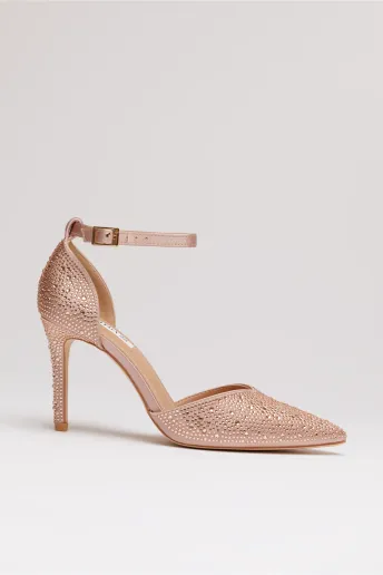 Pantofi eleganti roz pal cu aplicatii stralucitoare