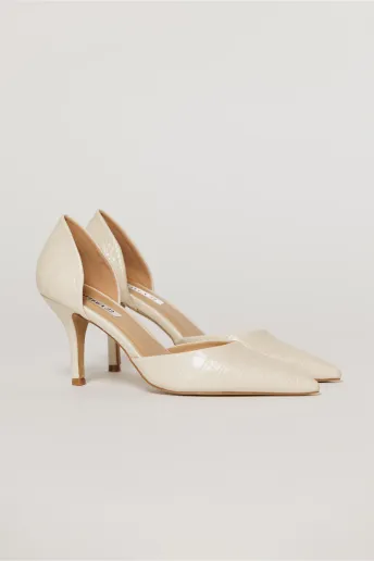 Pantofi ivoar eleganti din piele ecologica cu model snake
