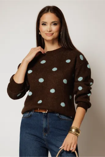 Pulover dama maro cu buline bleu