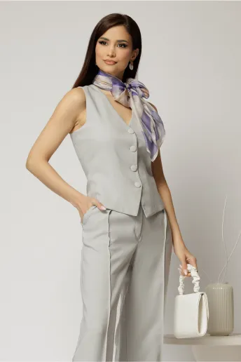 Vesta DY Fashion gri casual office cu croi cambrat