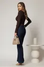 Blugi dama bleumarin cu croi evazat si curea in talie, 2, dyfashion.ro