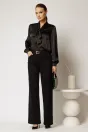 Blugi dama negri din denim cu croi drept si curea in talie, 3, dyfashion.ro