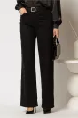 Blugi dama negri din denim cu croi drept si curea in talie, 1, dyfashion.ro