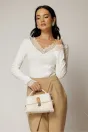 Bluza alba cu dantela la bust si maneci, 1, dyfashion.ro