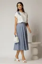 Bluza alba din rayon cu funda bleu cu buline, 3, dyfashion.ro