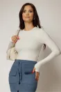 Bluza alba din viscoza cu maneci lungi si decolteu rotund, 1, dyfashion.ro